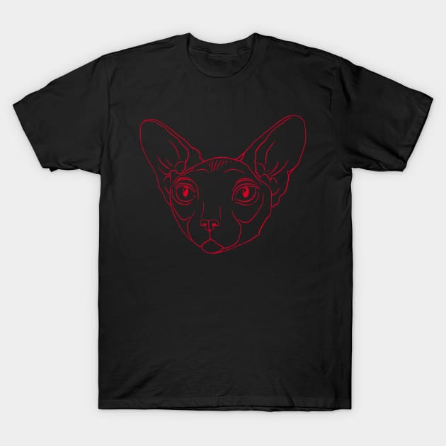 Red Devil Sphynx cat T-Shirt by ArtFork
